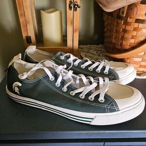 Michigan State Spartans SKICKS Tailgate Sneakers Green White Sz 12 MSU Fan Gear‎